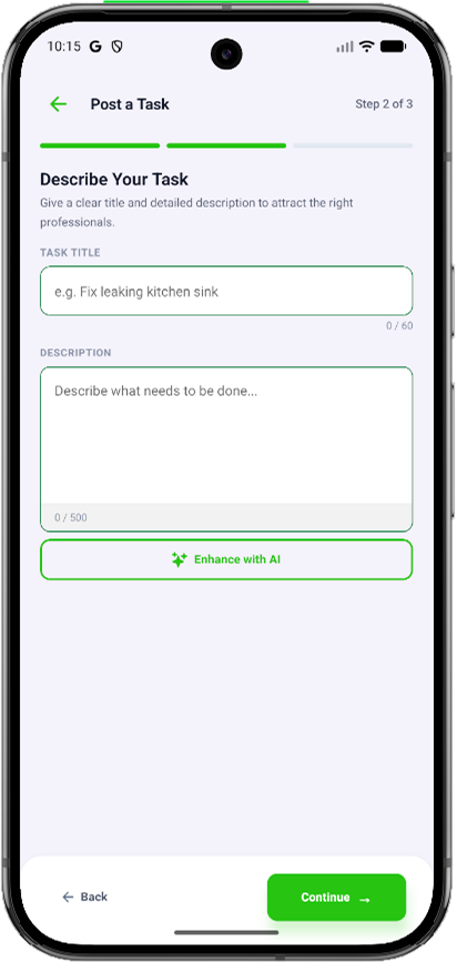 TaskerHub tasker screen